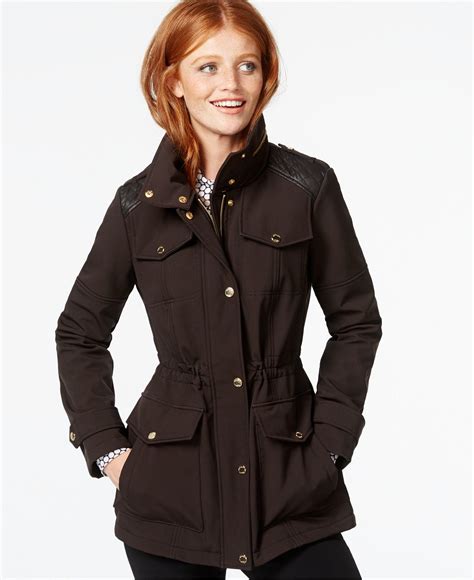 ladies michael kors leather jacket|Michael Kors anorak jacket women.